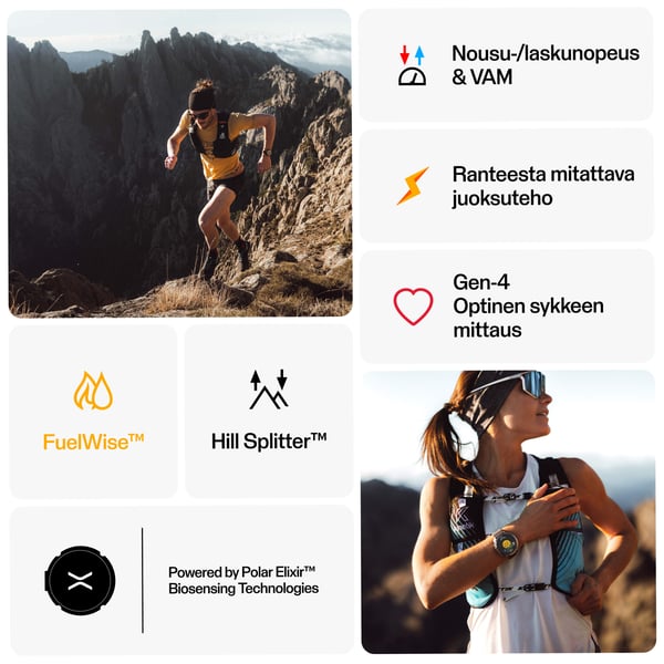 Polar Grit X2 Pro Titan -sportsur, brun læderrem