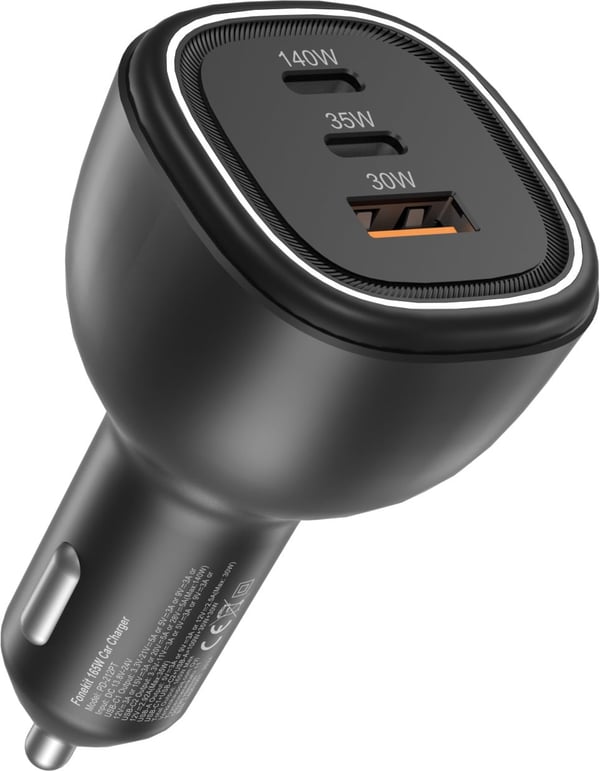 FoneKit Resa 165W, 2 x USB-C + USB-A -biladapter