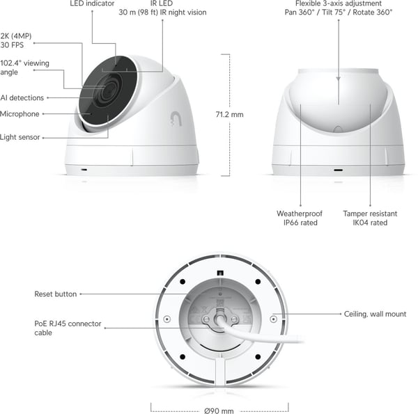 UbiQuiti Unifi G5 Turret Ultra overvågningskamera til indendørs og udendørs brug