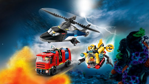 LEGO City 60462 – Helikopter, brandbil og ubåd sammen
