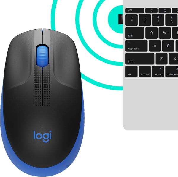 Logitech M190 -trådlös mus, svart/blå
