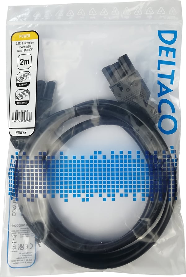 DELTACO GST18 hane - GST18 hona, jordad, 2m, svart