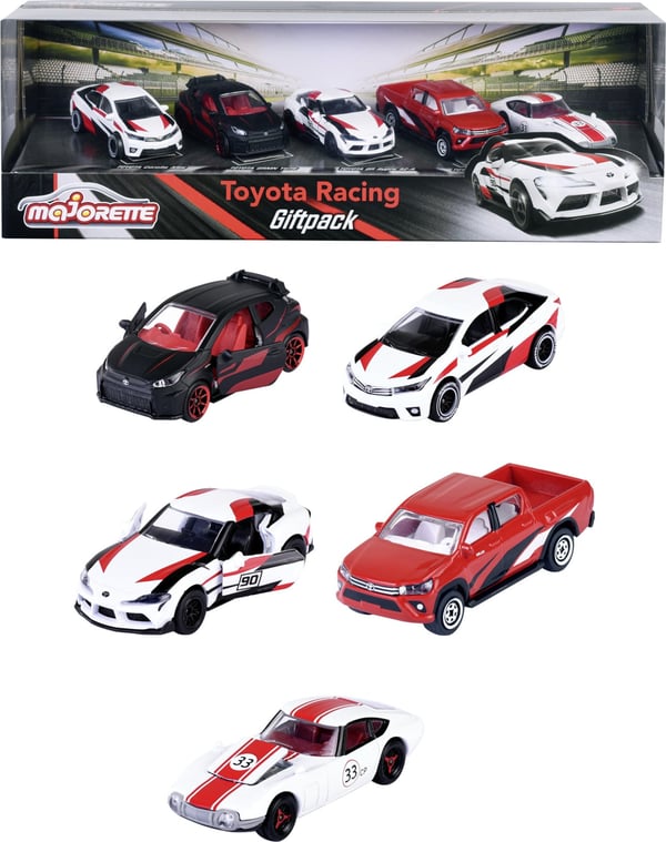 Majorette Toyota racer-biler, 5 stk, gavepakke