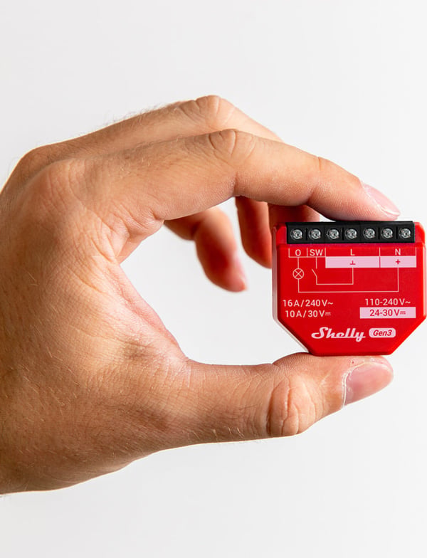 Shelly 1PM Gen3 -reläomkopplare för Wi-Fi-nätverk