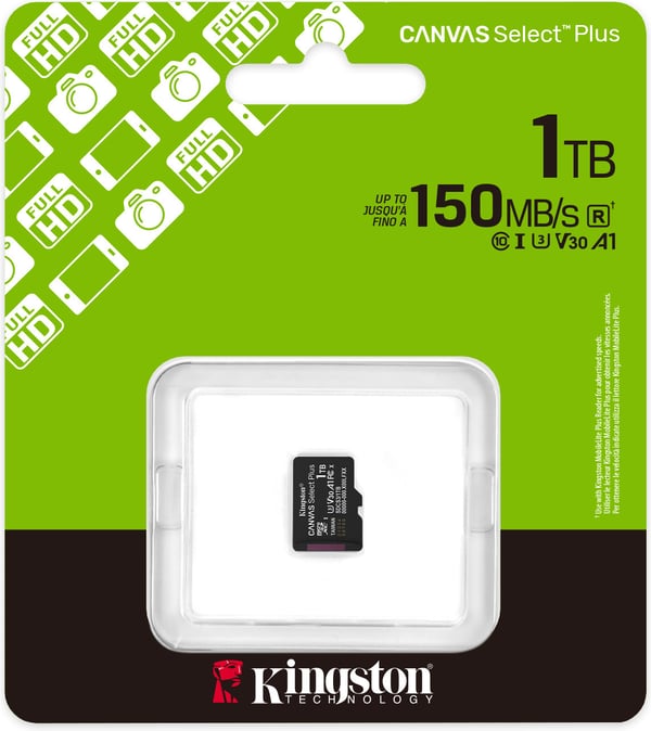 Kingston 1 Tt Canvas Select Plus Gen3 UHS-I microSD minneskort