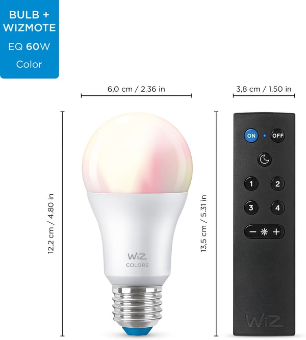 WiZ Smart LED-lampe, 2-pak og fjernbetjening