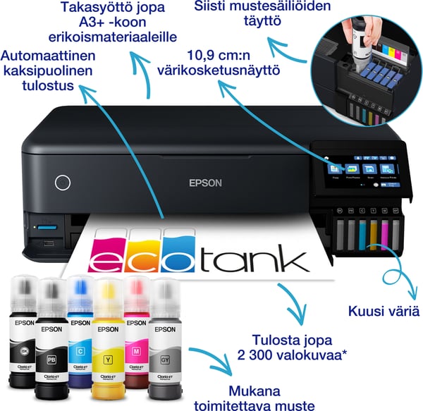 Epson EcoTank ET-8550 A3+ fotoskrivare – Wi-Fi och bläckbehållare