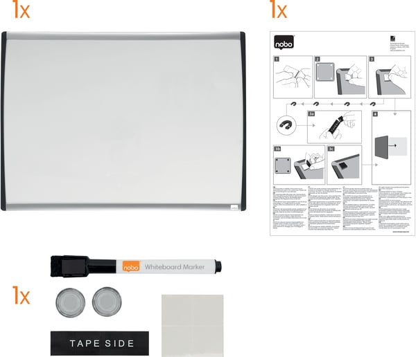 Nobo Home -whiteboard, 58,5 x 43 cm, böjd ram
