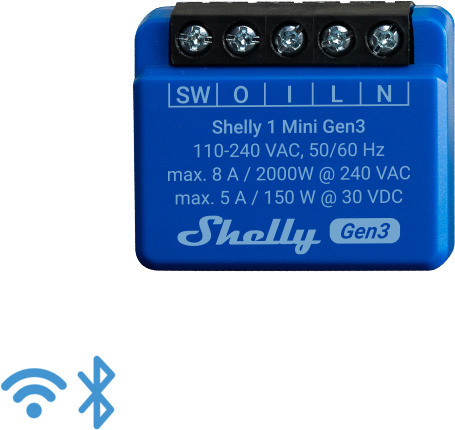 Shelly 1 Mini Gen3 - reläströmbrytare för wifi-nätverk