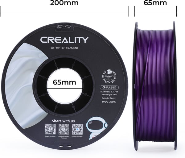 Creality CR-PLA Silk -filament til 3D-printere, 1,75 mm, lilla