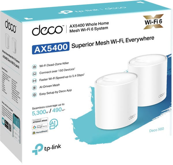 TP-LINK Deco X60 AX5400 WiFi 6 Mesh-system, 2-pack