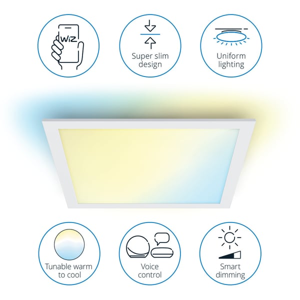 WiZ smart LED-panel, hvid, 60 x 60 cm