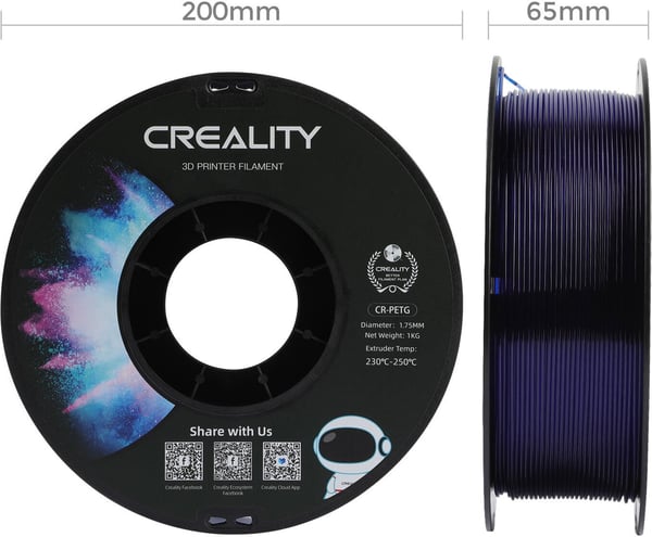 Creality CR-PETG filament til 3D-printer, 1,75 mm, gennemsigtig blå
