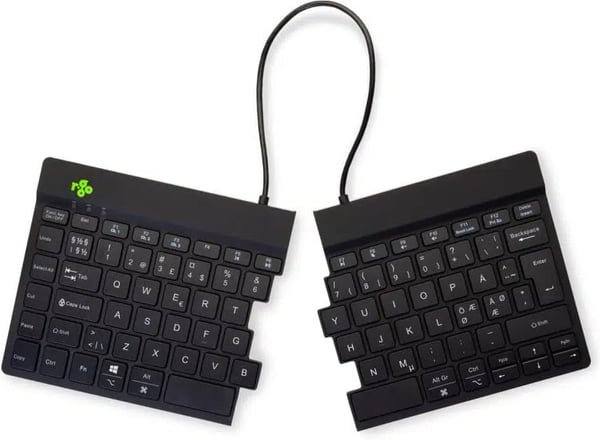 R-Go Split Break - to-delt ergonomisk tastatur, trådløst, sort