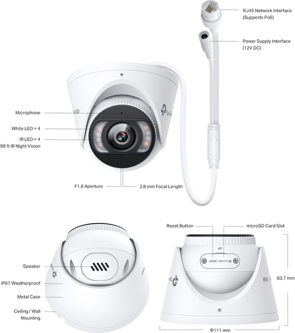 TP-Link InSight S445 övervakningskamera för utomhusbruk, 2,8 mm