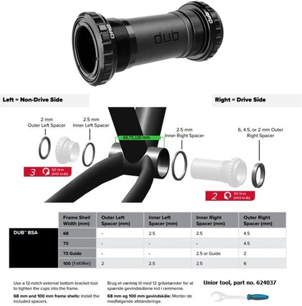 SRAM DUB MTB 68/73mm vevlager