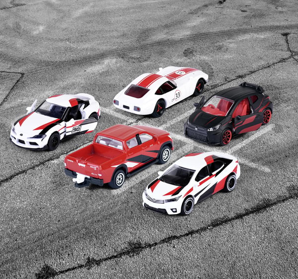 Majorette Toyota racer-biler, 5 stk, gavepakke