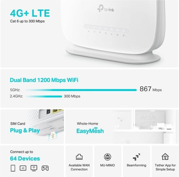 TP-LINK Archer MR505 -4G+ LTE-modem og WiFi-router