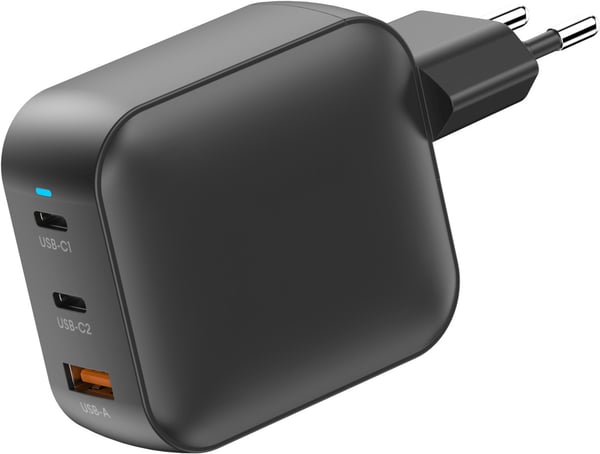 FoneKit GaN PD 100W -nätadapter, USB-C + USB-C + USB-A, svart