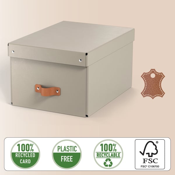 Leitz Puro förvaringslåda med lock, storlek M, 17 l, 2 st, beige