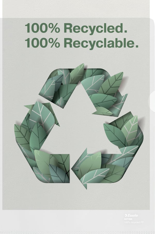 Esselte 100% återvunnen plastficka, A4, 100 mikron