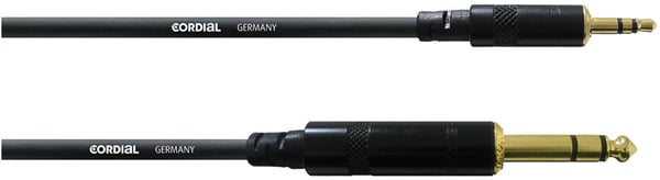 Cordial 3,5 mm stereo han - 6,3 mm stereo han -audiokabel, 3 m
