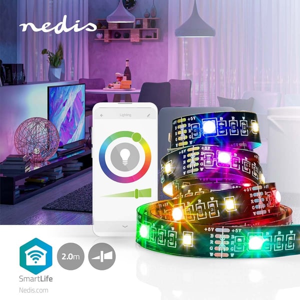 Nedis SmartLife - LED-lysstrope, varmhvid + RGB, bluetooth, 2 m