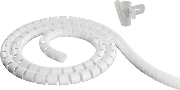 DELTACO - kabelomvikling, 25mm diameter, 10m, hvid