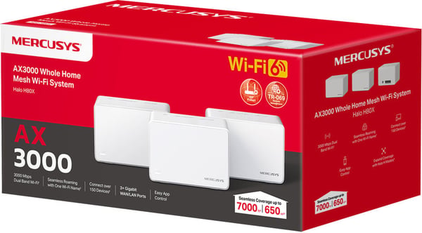 Mercusys Halo H80X WiFi 6 -Mesh-system, 3-pak