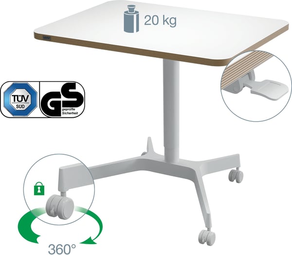Leitz Ergo -justerbart skrivbord på hjul, liten