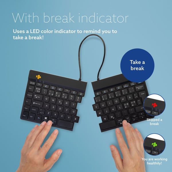 R-Go Split Break - to-delt ergonomisk tastatur, trådløst, sort