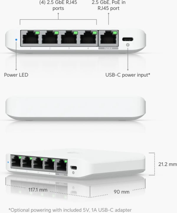 Ubiquiti UniFi USW-Flex Mini 2.5G 5-port switch