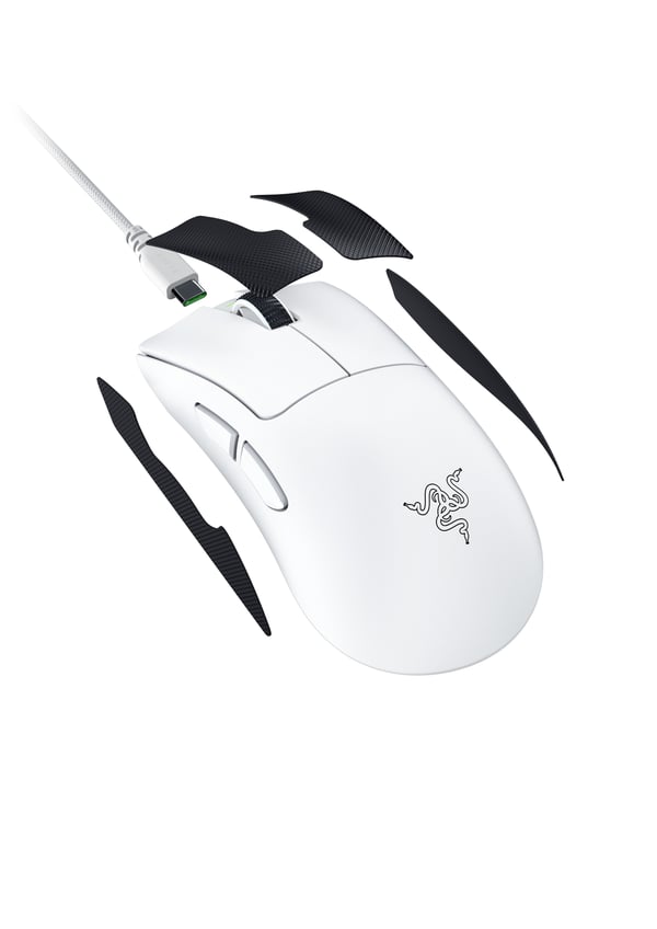 Razer Deathadder V4 Pro trådlös gamingmus, vit