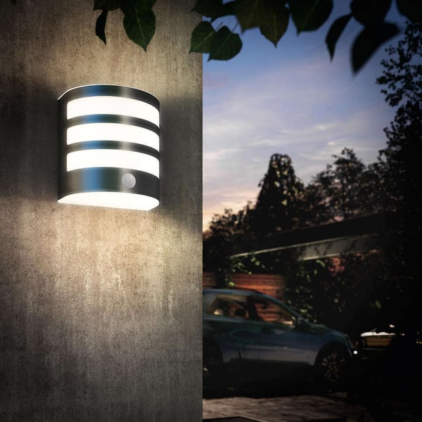 Philips Calgary PIR LED-väggarmatur, 3 W, rostfritt stål