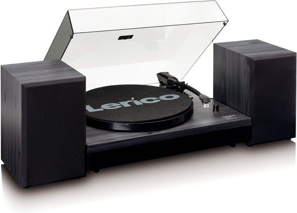 Lenco LS-300 vinylafspiller og højttalere, sort