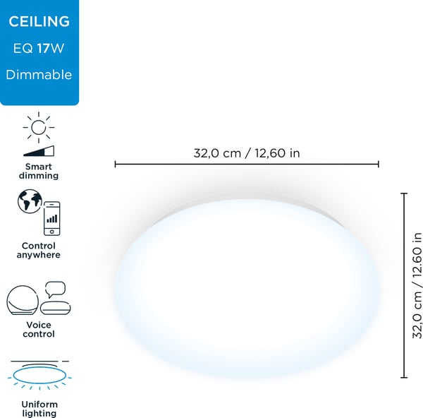 WiZ Adria -loftlampe, rund, 17W, 4000K, WiFi, dæmpbar