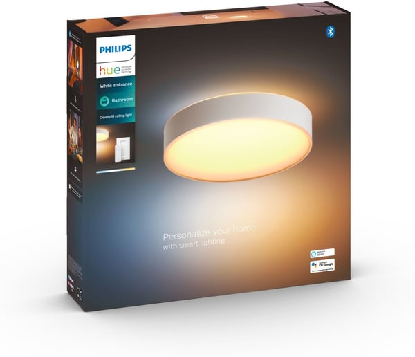 Philips Hue Devere hvid ambiance - smart loftlampe, M-størrelse, IP44, hvid