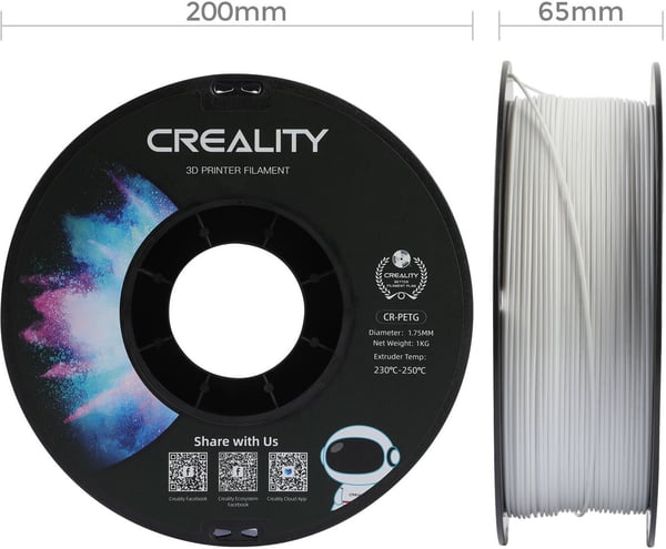 Creality CR-PETG filament til 3D-printer, 1,75 mm, hvid