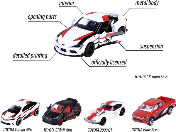 Majorette Toyota racer-biler, 5 stk, gavepakke