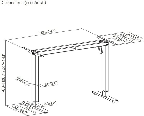 ErgoWork Stabil One -elbordets ram, svart