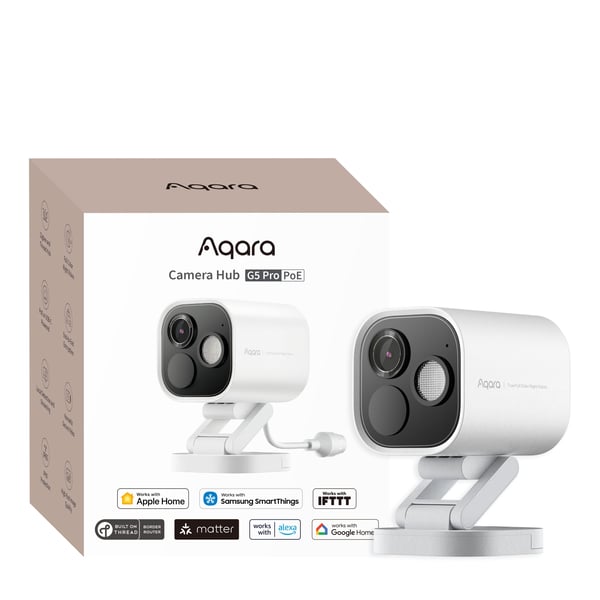 Aqara Camera Hub G5 Pro PoE övervakningskamera för inom- och utomhusbruk, vit