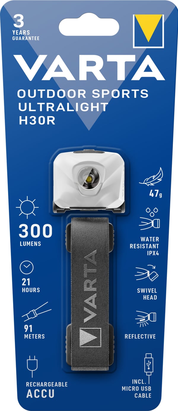 Varta Outdoor Sports Ultralätt H30R pannlampa
