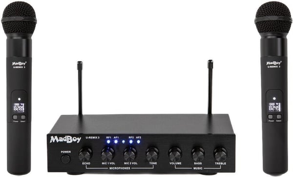 MadBoy U-Remix 3 trådløst karaoke mikrofonpar med mixer