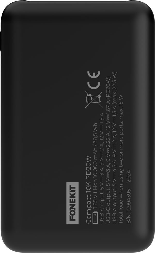 FoneKit Compact 10K PD20W -batteri, 10 000 mAh