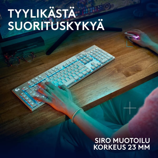Logitech G915 X LIGHTSPEED - lavprofil gaming tastatur, Tactile switches, hvid