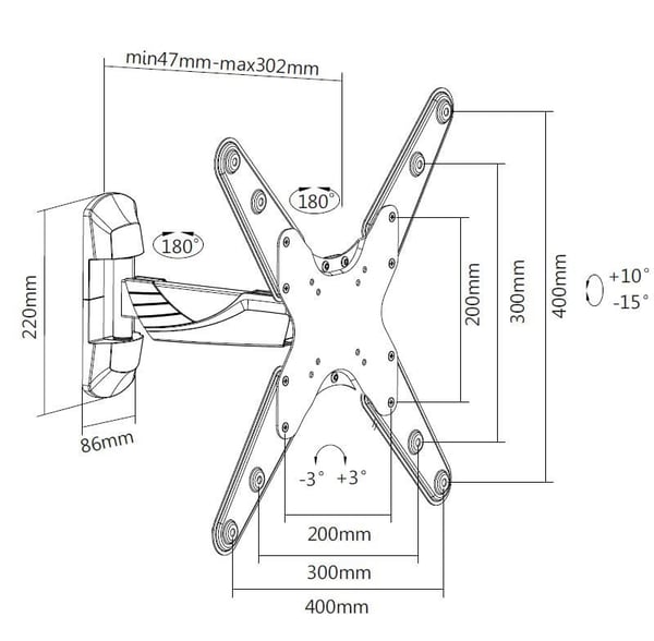 Mozi Slim Motion A1 23-55" TV väggfäste