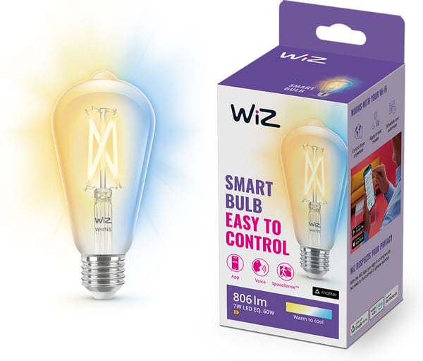 WiZ smartlampe, E27, Wi-Fi, 2700-6500 K