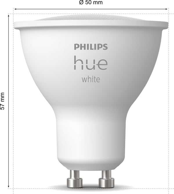 Philips Hue -LED-smartpære, BT, Hvid, GU10, 4,2 W, 1-pak