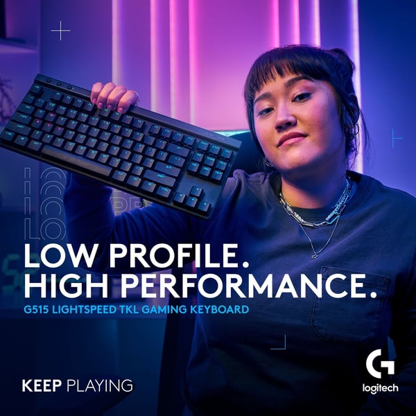 Logitech G515 LIGHTSPEED TKL gamingtastatur, sort, Tactile-bryder