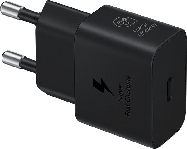 Samsung 25W USB-C GaN -netadapter og USB-C-USB-C-kabel, sort